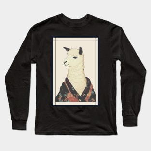 Alpaca with kimono japanese vintage Long Sleeve T-Shirt